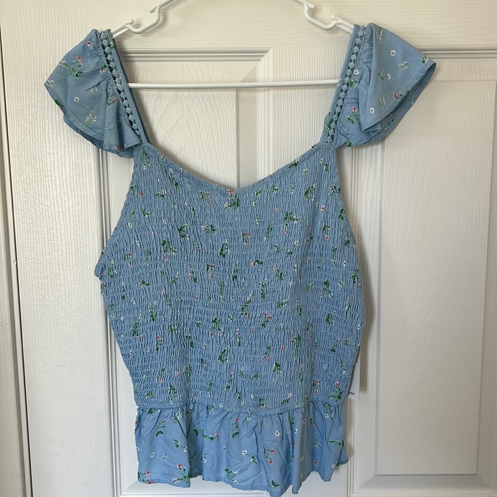 Blue Floral Crop Top Size L